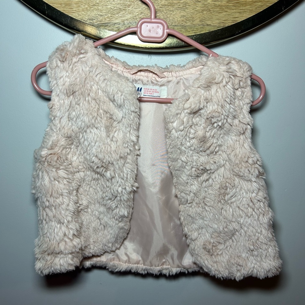 H&M Light Pink Faux Fur Vest